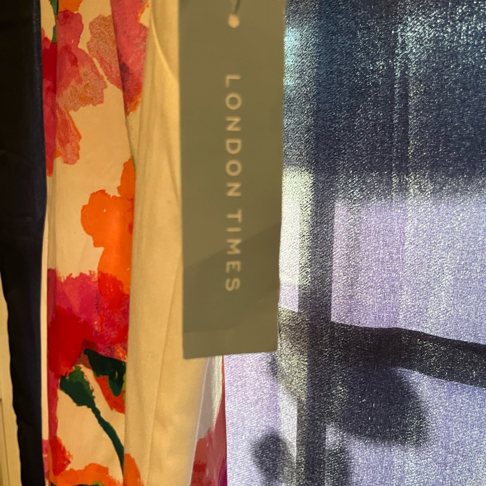 London Times Vibrant Floral Midi Dress - Pink and Orange - Picture 2 of 3